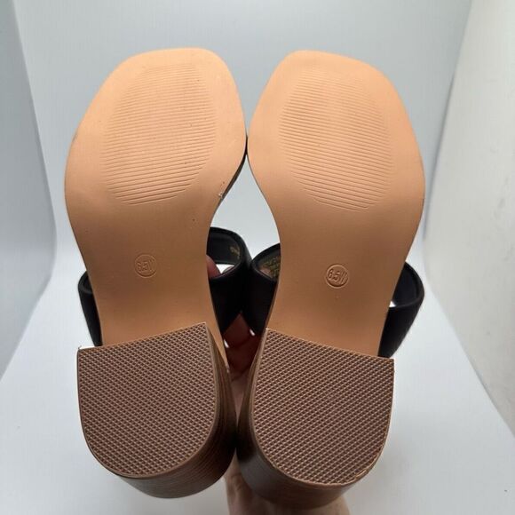 CUSHIONAIRE Women's two band block heel sandal +Memory Foam 6.5 WIDE BROWN - Picture 5 of 7